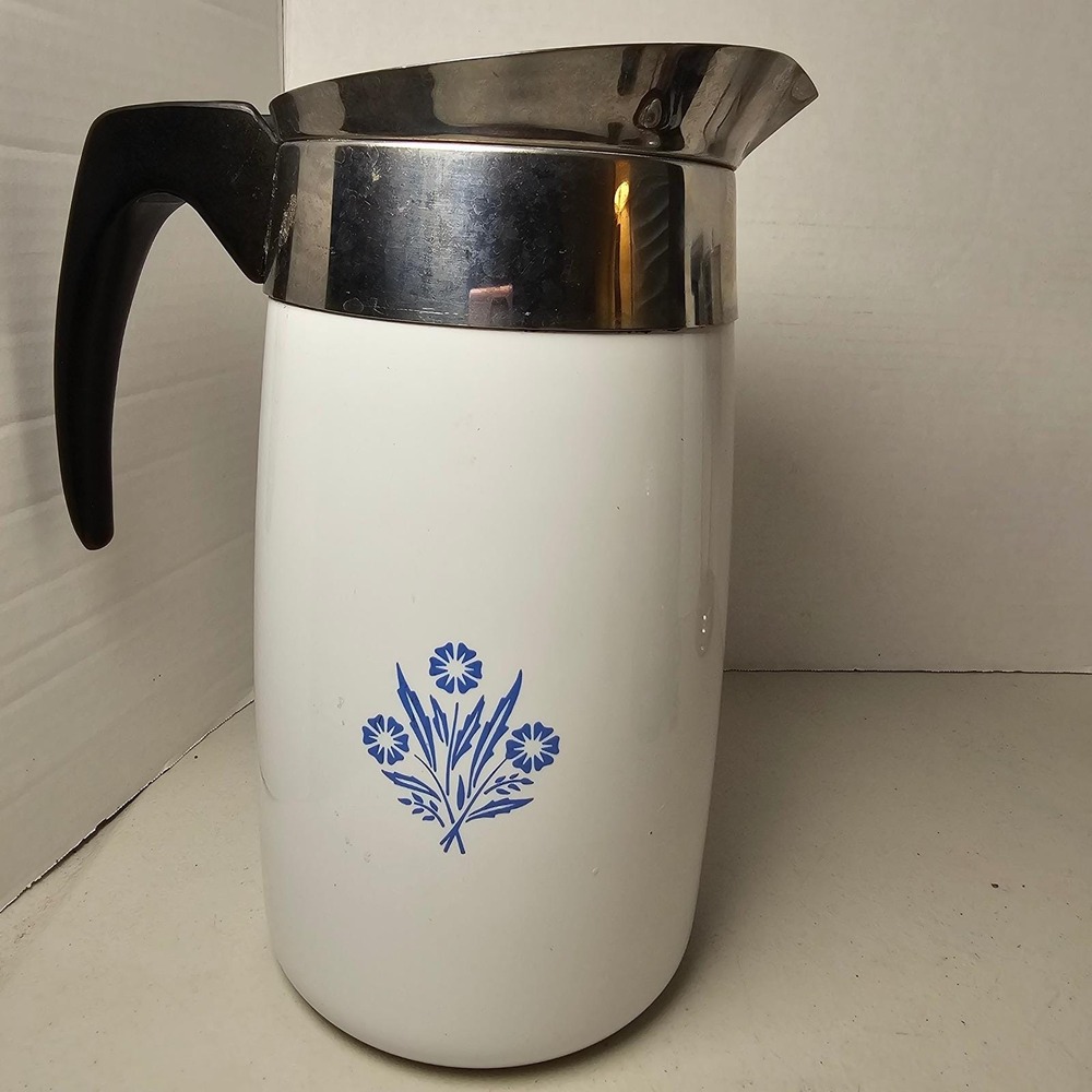 Corning Ware Blue Cornflower 10 Cup Porcelain Teapot P-80-EP Vintage‎ USA MCM